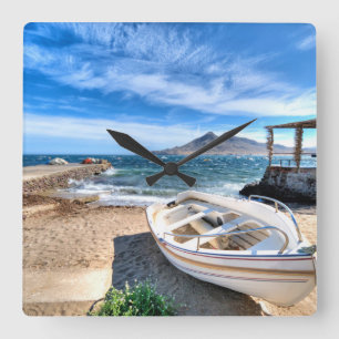 Almería, La Isleta Del Moro   Mar Mediterráneo Square Wall Clock