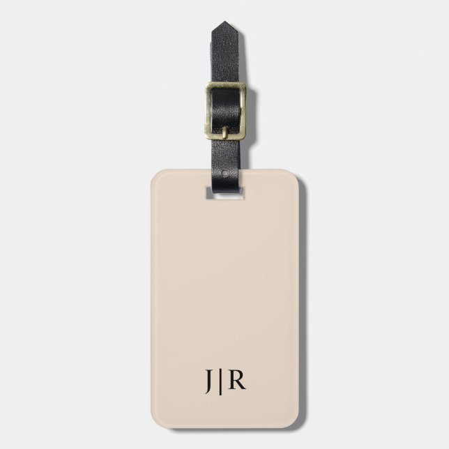Almond And Black I Modern Monogram  Luggage Tag (Front Vertical)