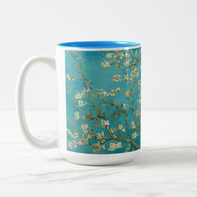 Almond Blossom, 1890 by Vincent van Gogh Two-Tone Coffee Mug (Left)