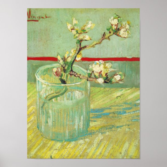 Almond Blossom Branches in Glass Van Gogh Fine Art Poster (Front)