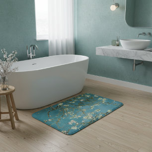  Almond Blossom Floral Boho Blue Classic Art Bath Mat