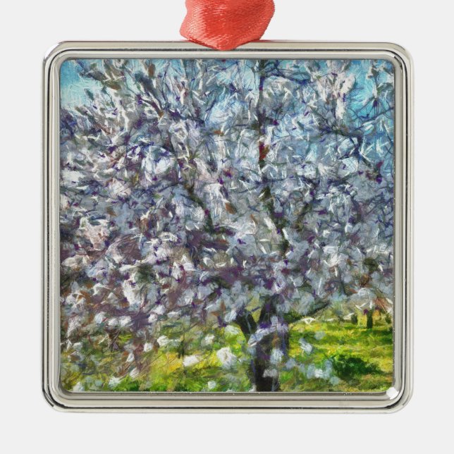 Almond Blossom Metal Tree Decoration (Front)