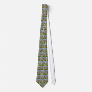 Almond Blossom Pointillism Dot Art Painting Tie