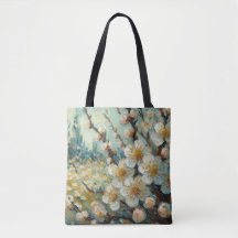 Almond Blossom Tote Bag Pastel Oil Painting Style