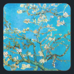 Almond Blossom Vincent van Gogh Square Sticker<br><div class="desc">Beautiful almond blossoms on almond tree by Vincent van Gogh.</div>