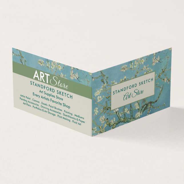 Almond Blossoms By Van Gogh, Art Supplies Store Business Card (Outside)