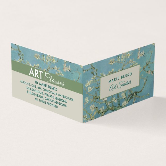 Almond Blossoms By Van Gogh, Art Teacher, Detailed Business Card (Outside)