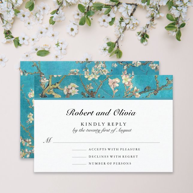 Almond Blossoms Floral Wedding RSVP Card (Creator Uploaded)