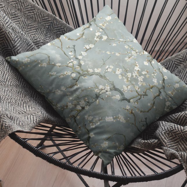Almond Blossoms Grey Vincent Van Gogh Cushion (Creator Uploaded)