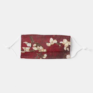 Almond blossoms with red textured background cloth face mask