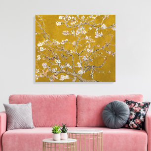 Almond Branches in Bloom (Gold) Van Gogh Canvas Print