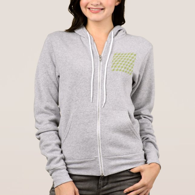 Almond Buff Grey Isometric Cube Pattern Hoodie (Front)