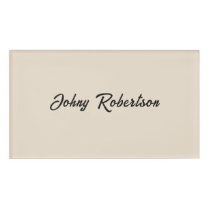 Almond Color Plain Elegant Professional Minimalist Name Tag