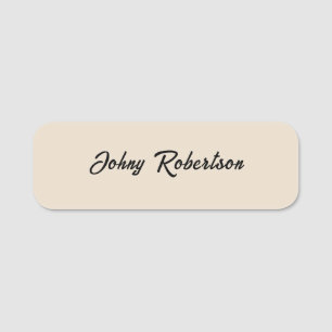 Almond Color Plain Elegant Professional Minimalist Name Tag