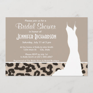 Almond Colour Leopard Animal Print; Personalised Invitation