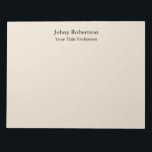 Almond Colour Plain Elegant Professional Modern Notepad<br><div class="desc">Simple,  modern,  minimalist design for companies. This template can be customised to meet all professional occupations.</div>