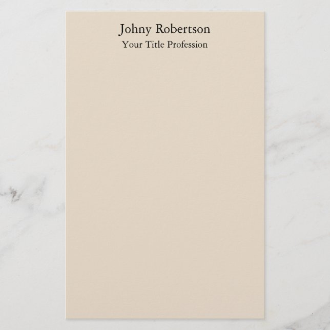 Almond Colour Plain Elegant Professional Modern Stationery (Front)