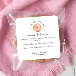 Almond Cookie Watercolor Bakery Ingredient Square Sticker