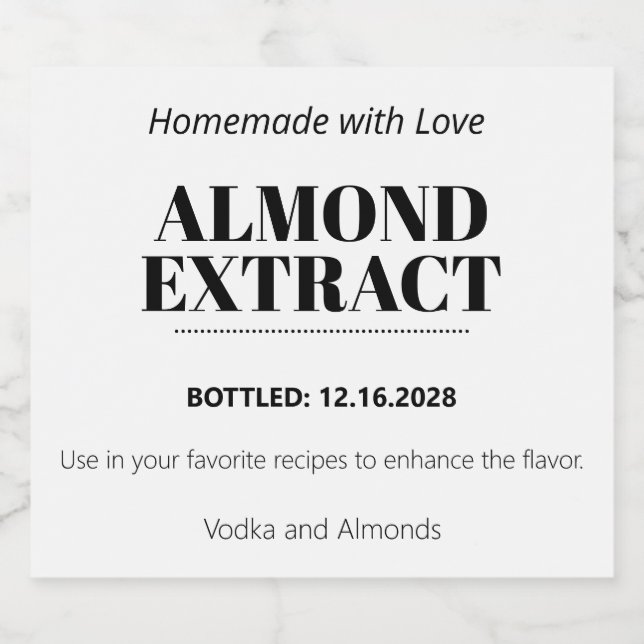 Almond Extract Modern Label Sticker ZEX_001b (Single Label)
