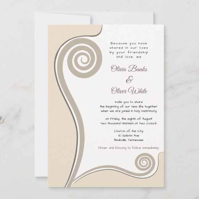 Almond Koru - New Beginnings - Invitation (Front)