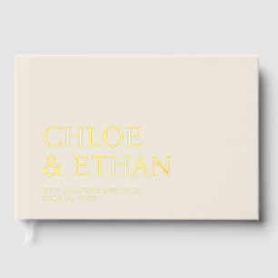 Almond Modern Wedding Foil Guest Book