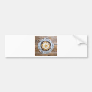 Almond nut cake on rustic wood bumper sticker