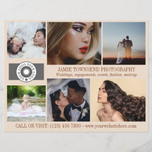 Almond Photo Collage QR Logo Photography Business Flyer