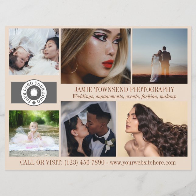 Almond Photo Collage QR Logo Photography Business Flyer (Front)