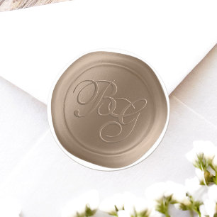 Almond Script Double Monogram Wax Seal Stickers