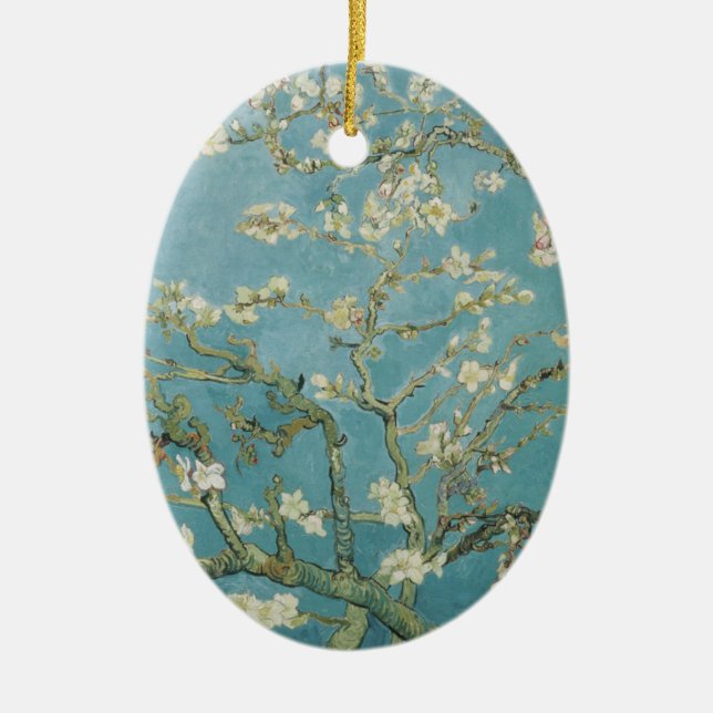 Almond tree in blossom by Vincent Van Gogh Ceramic Tree Decoration (Front)
