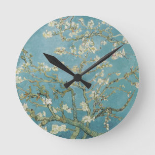 Almond tree in blossom by Vincent Van Gogh Round Clock