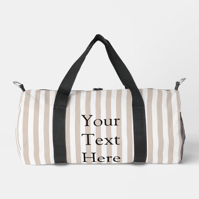 Almond & White Stripes  Duffle Bag (Front)