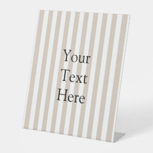 Almond & White Stripes Pedestal Sign