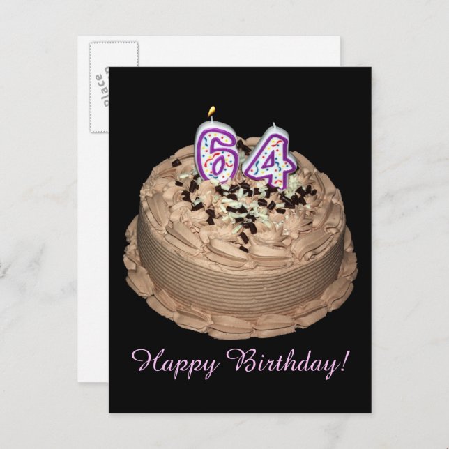 Almost 64... Happy 64th Birthday Cake Photography Postcard (Front/Back)