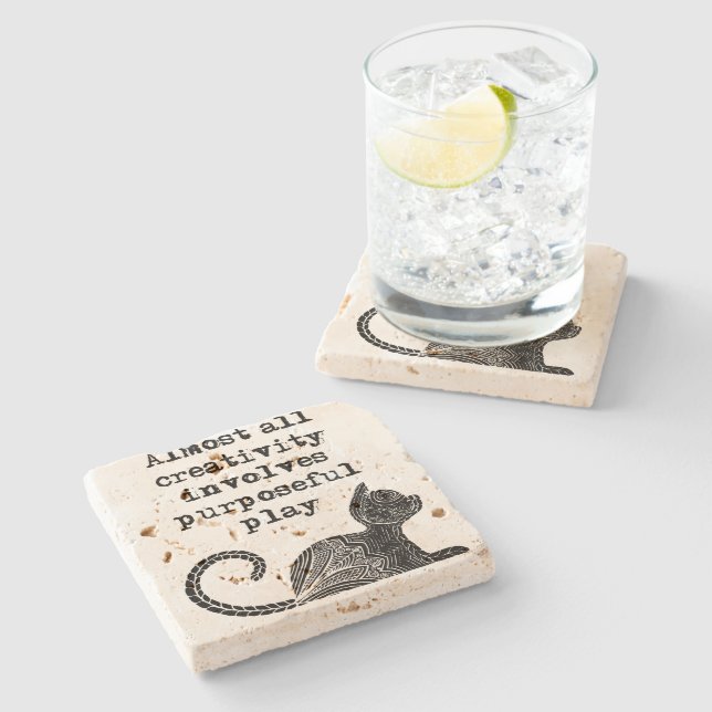 Almost all creativity involves purposeful play I Stone Coaster (Side)
