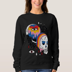 Almost Dead Weird Bizarre Skull Rainbow Sweatshirt
