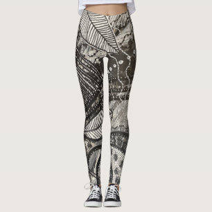 Almost Everywhere 5 Black & White Acrylic Art Leggings