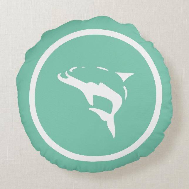 Almost light teal blue DOLPHIN nautical Round Cushion (Back)