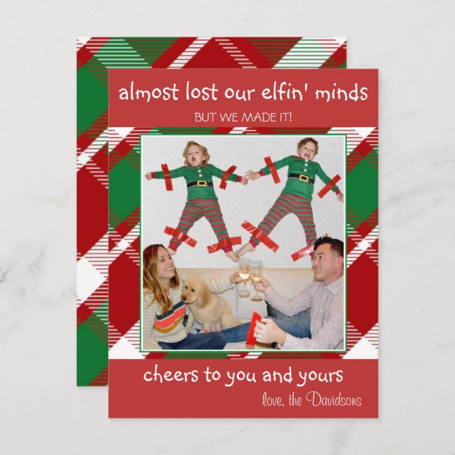 "Almost Lost Elfin' Minds" Funny Christmas Card (Front/Back)