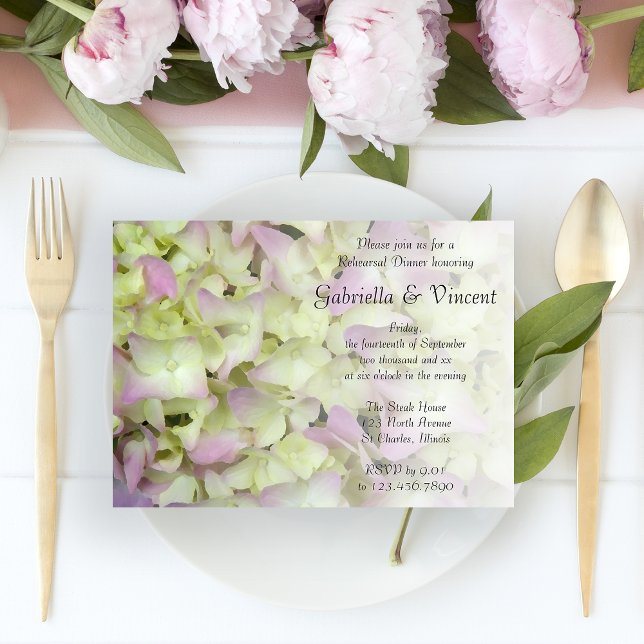 Almost Pink Hydrangea Floral Rehearsal Dinner Invitation (Creator Uploaded)