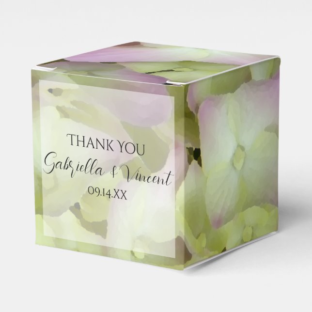 Almost Pink Hydrangea Floral Wedding Favour Box (Front Side)