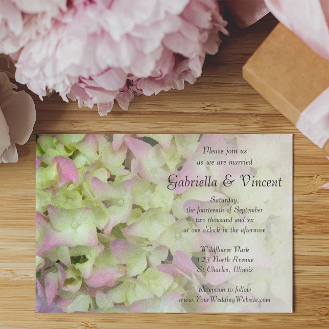 Almost Pink Hydrangea Floral Wedding Invitation (Creator Uploaded)
