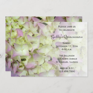 Almost Pink Hydrangea Flower Quinceanera Invite