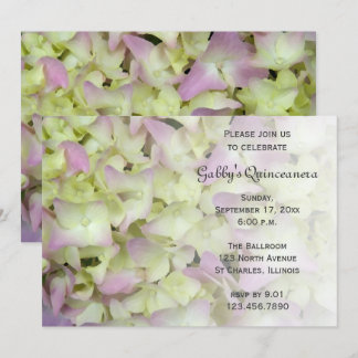 Almost Pink Hydrangea Flower Quinceanera Invite