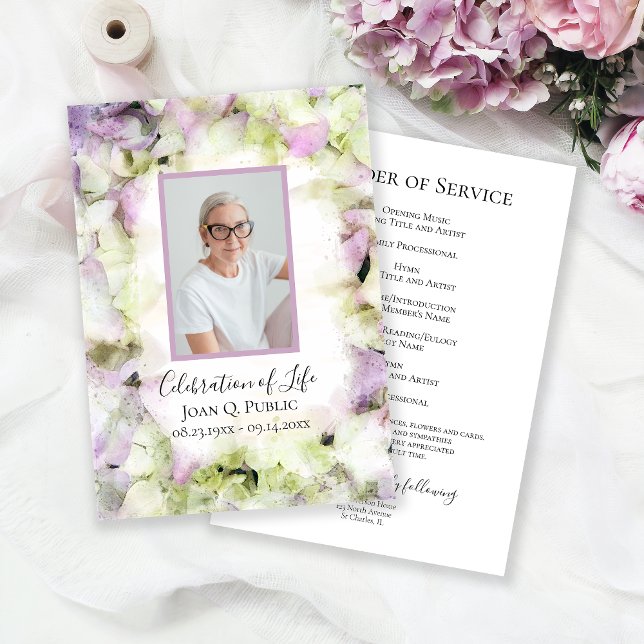 Almost Pink Hydrangea Flowers Funeral Service Programme (Creator Uploaded)