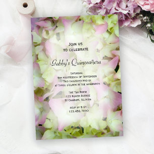 Almost Pink Hydrangea Flowers Quinceañera Party  Invitation