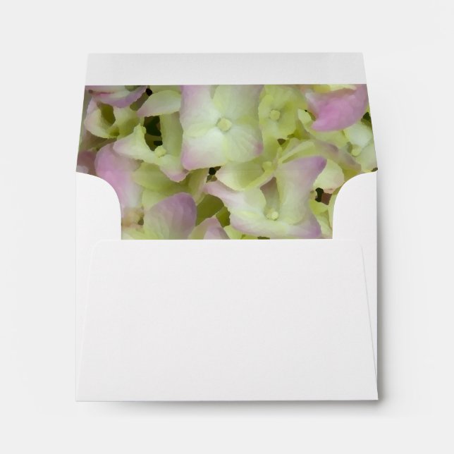 Almost Pink Hydrangea Wedding RSVP Response Card Envelope (Back (Bottom))