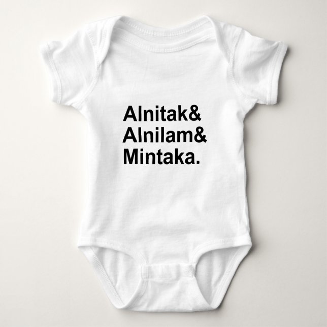 Alnitak Alnilam Mintaka | 3 Stars of Orion's Belt Baby Bodysuit (Front)