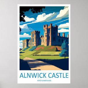 Alnwick Castle Vintage Travel Poster Ski National