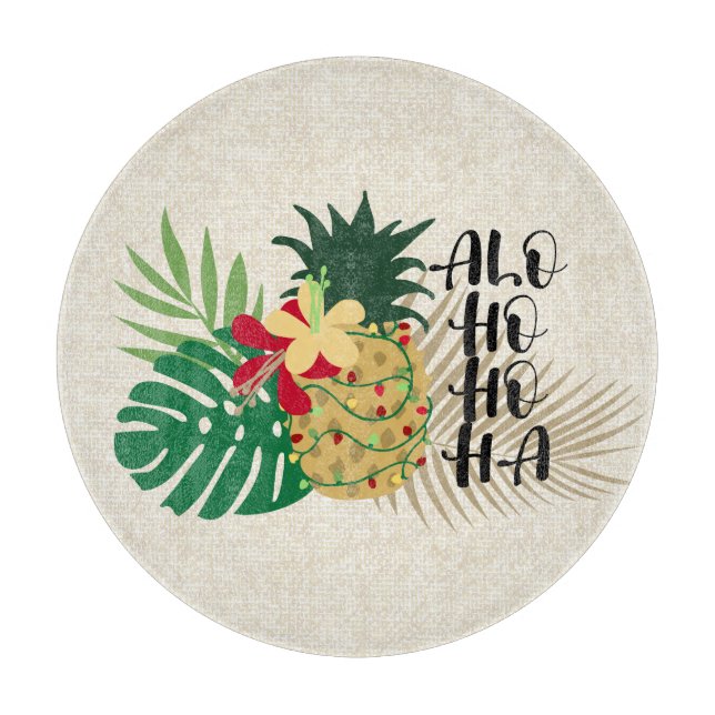 ALO-HO-HO-HA Hawaiian Tropical Pineapple Doormat Cutting Board (Front)